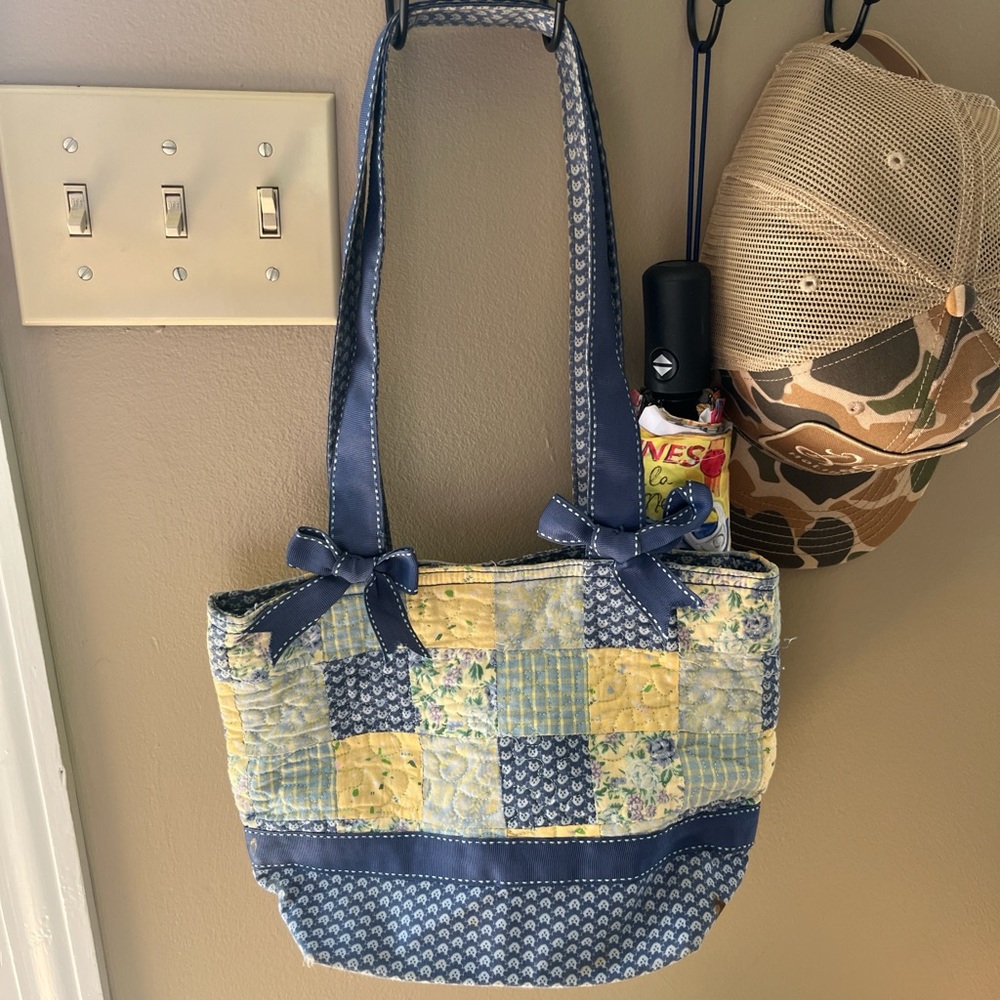 Patchwork Tote Bag - Blue and Yellow